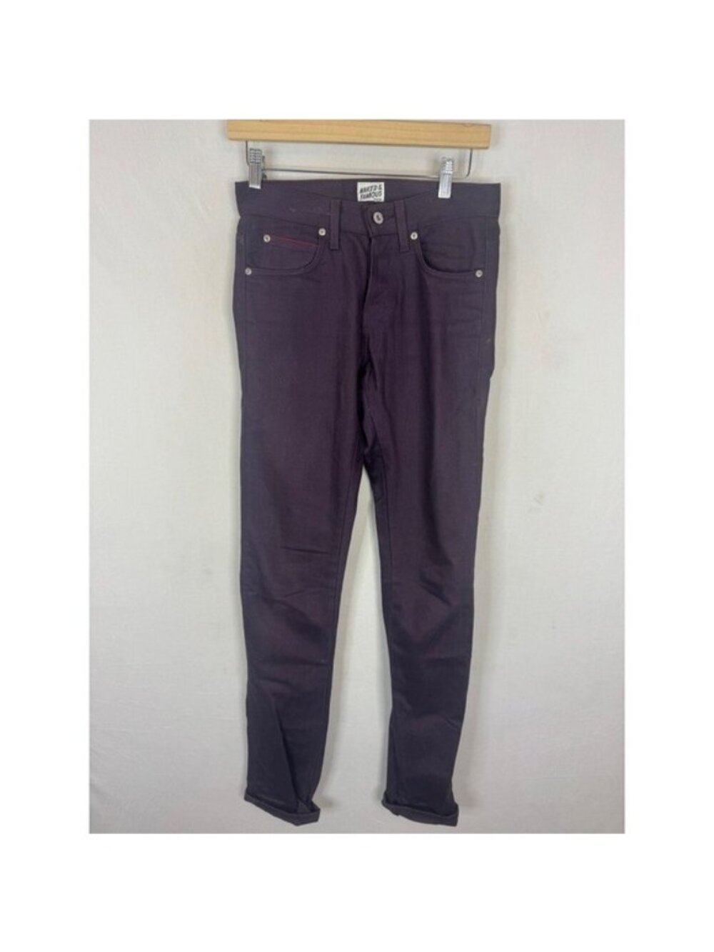 Naked & Famous SkinnyGuy Wine Selvedge Chino Purple Pants 28X36